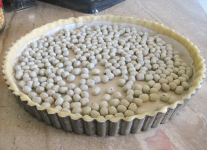 If you don't have ceramic pie weights, just use some dry beans